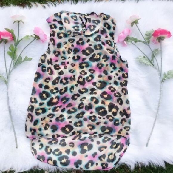 Forever 21 Sheer Pastel Cheetah High Low Size Sm - Picture 1 of 8